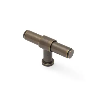 Click Here To Enlarge This Photo Of AW838P-80-AB - Alexander & Wilks Kingston Plain T-Bar Cupboard Knob 80mm - Antique Brass
