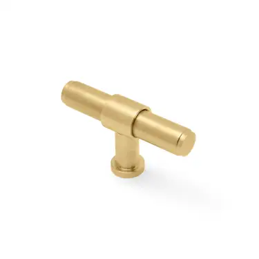 Click Here To Enlarge This Photo Of AW838P-80-SBPVD - Alexander & Wilks Kingston Plain T-Bar Cupboard Knob 80mm - Satin Brass PVD