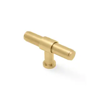 AW838P-80-SBPVD - Alexander & Wilks Kingston Plain T-Bar Cupboard Knob 80mm - Satin Brass PVD