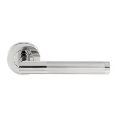 Click Here To Enlarge This Photo Of CSL1192DUO - Carlisle Brass Eurospec 19mm Mitred Lever on Round Rose &lpar;G304&rpar; Polished Stainless Steel&sol;Satin Stainless Steel