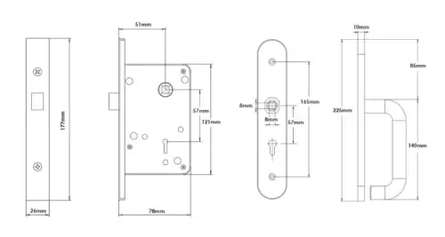 Click Here To Enlarge This Photo Of TSSNKSSET - TSS NKS &lpar;National Key Scheme&rpar; Reversible Disabled Bathroom Lockset &lpar;Radar Type&rpar;