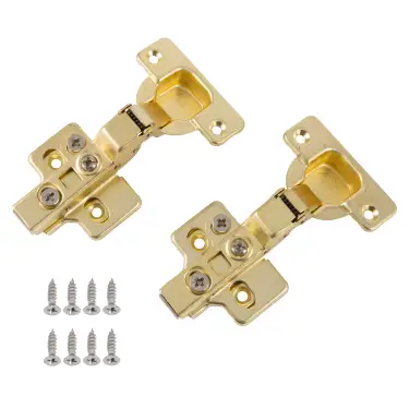 Click Here To Enlarge This Photo Of Eclipse 99032 35mm Satin Brass Clip On 3D Soft Close Cabinet Hinge 105&deg; Half Overlay - Pack of 2