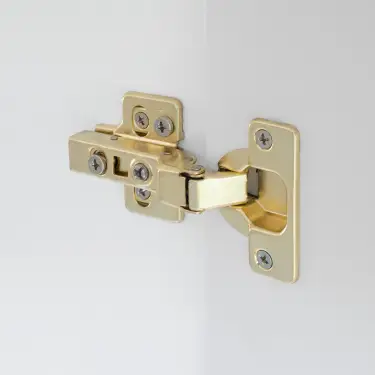 Click Here To Enlarge This Photo Of Eclipse 99032 35mm Satin Brass Clip On 3D Soft Close Cabinet Hinge 105&deg; Half Overlay - Pack of 2