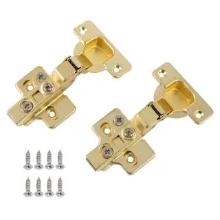 Eclipse 99032 35mm Satin Brass Clip On 3D Soft Close Cabinet Hinge 105&deg; Half Overlay - Pack of 2