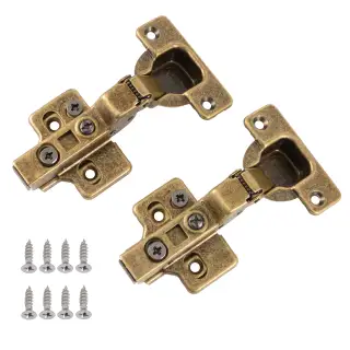 Eclipse 99033 35mm Antique Brass Clip On 3D Soft Close Cabinet Hinge 105&deg; Half Overlay - Pack of 2