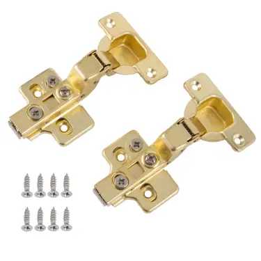 Click Here To Enlarge This Photo Of Eclipse 99042 35mm Satin Brass Clip On 3D Soft Close Cabinet Hinge 105&deg; Inset - Pack of 2