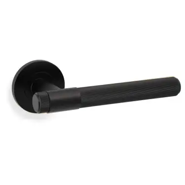 Click Here To Enlarge This Photo Of AW242BL - Alexander & Wilks Reeded Kingston Lever on Round Rose - Black