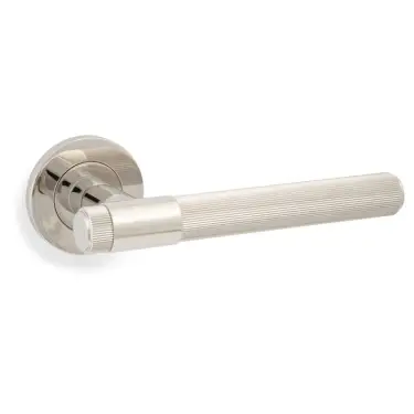 Click Here To Enlarge This Photo Of AW242PNPVD - Alexander & Wilks Reeded Kingston Lever on Round Rose - Polished Nickel PVD
