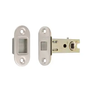 TLM5030&sol;57&sol;SSS&sol;R - Carlisle Brass Eurospec Magnetic Tubular Latch 76mm &lpar;57mm Backset&rpar; with Radius Corners - Satin Stainless Steel