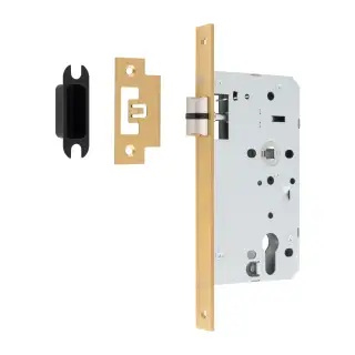 DLX0060LSB - Carlisle Brass Eurospec DIN Latch 60mm Backset &lpar;Square Forend&rpar; - Satin Brass
