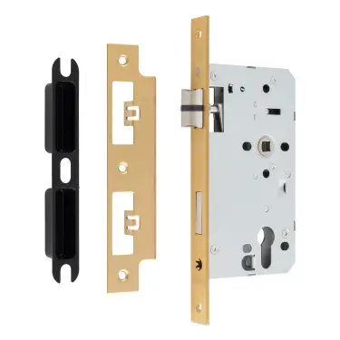 Click Here To Enlarge This Photo Of DLX7260ESCSB - Carlisle Brass Eurospec DIN Euro Escape Lock 60mm Backset &lpar;Square Forend&rpar; - Satin Brass