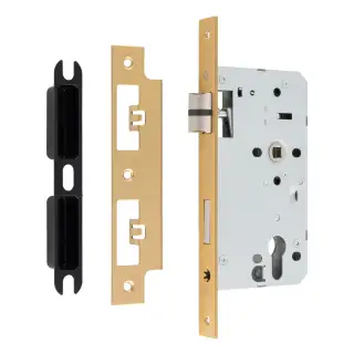 DLX7260ESCSB - Carlisle Brass Eurospec DIN Euro Escape Lock 60mm Backset &lpar;Square Forend&rpar; - Satin Brass