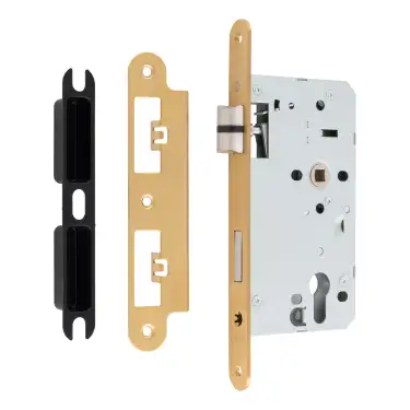 Click Here To Enlarge This Photo Of DLX7260ESCSB&sol;R - Carlisle Brass Eurospec DIN Euro Escape Lock 60mm Backset &lpar;Radius Forend&rpar; - Satin Brass