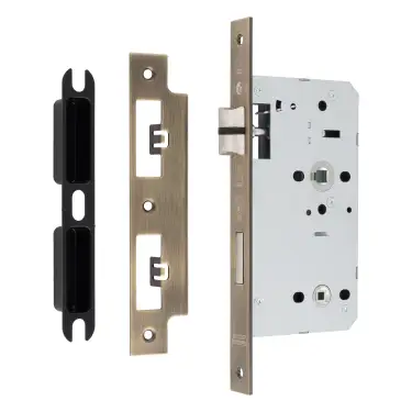 Click Here To Enlarge This Photo Of DLX7860WCAB - Carlisle Brass Eurospec DIN Bathroom Lock 60mm Backset &lpar;Square Forend&rpar; - Antique Brass