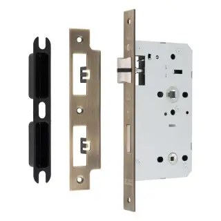 DLX7860WCAB - Carlisle Brass Eurospec DIN Bathroom Lock 60mm Backset &lpar;Square Forend&rpar; - Antique Brass