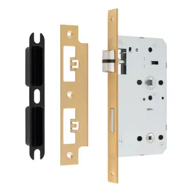 Click Here To Enlarge This Photo Of DLX7860WCSB - Carlisle Brass Eurospec DIN Bathroom Lock 60mm Backset &lpar;Square Forend&rpar; - Satin Brass