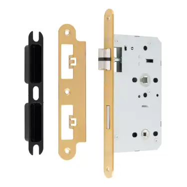 Click Here To Enlarge This Photo Of DLX7860WCSB&sol;R - Carlisle Brass Eurospec DIN Bathroom Lock 60mm Backset &lpar;Radius Forend&rpar; - Satin Brass