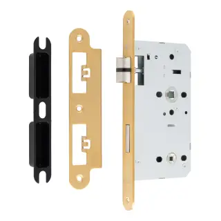 DLX7860WCSB&sol;R - Carlisle Brass Eurospec DIN Bathroom Lock 60mm Backset &lpar;Radius Forend&rpar; - Satin Brass