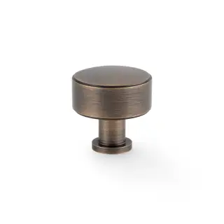 AW807P-35-AB - Alexander & Wilks Lucia Plain Cupboard Knob - Antique Brass - 35mm