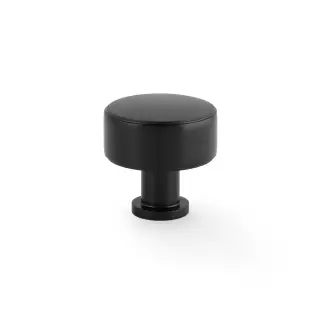 AW807P-35-BL - Alexander & Wilks Lucia Plain Cupboard Knob - Black - 35mm