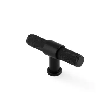 Click Here To Enlarge This Photo Of AW838-80-BL - Alexander & Wilks Kingston Knurled T-Bar Cupboard Knob 80mm - Black