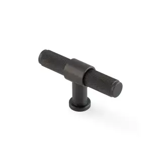 AW838-80-DBZPVD - Alexander & Wilks Kingston Knurled T-Bar Cupboard Knob 80mm - Dark Bronze PVD