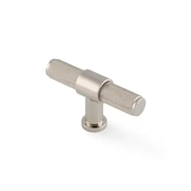 Click Here To Enlarge This Photo Of AW838-80-PNPVD - Alexander & Wilks Kingston Knurled T-Bar Cupboard Knob 80mm - Polished Nickel PVD
