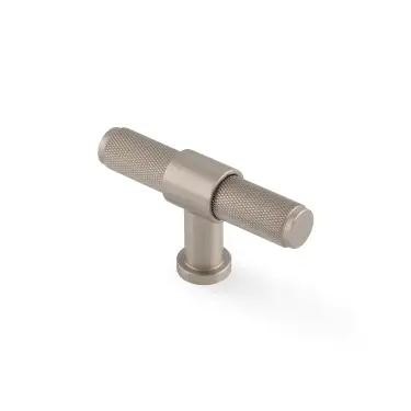 Click Here To Enlarge This Photo Of AW838-80-SNPVD - Alexander & Wilks Kingston Knurled T-Bar Cupboard Knob 80mm - Satin Nickel PVD