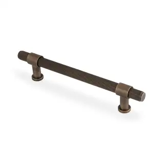 AW839-160-AB - Alexander & Wilks Kingston Knurled Pull Handle 160mm c&sol;c - Antique Brass