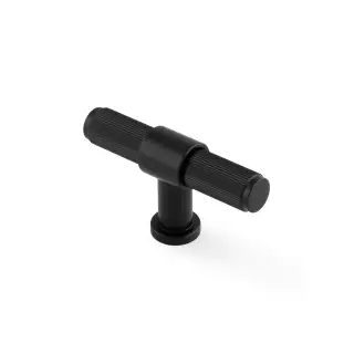 AW838R-80-BL - Alexander & Wilks Kingston Reeded T-Bar Cupboard Knob 80mm - Black