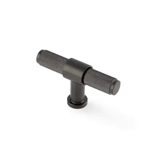 AW838R-80-DBZPVD - Alexander & Wilks Kingston Reeded T-Bar Cupboard Knob 80mm - Dark Bronze PVD