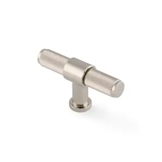 AW838R-80-PNPVD - Alexander & Wilks Kingston Reeded T-Bar Cupboard Knob 80mm - Polished Nickel PVD