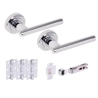H2889PCP - Hunta 'Solus' Polished Chrome Passage Bullet Latch Doorpack with 3" Ball Bearing Hinges &lpar;57mm Backset&rpar;