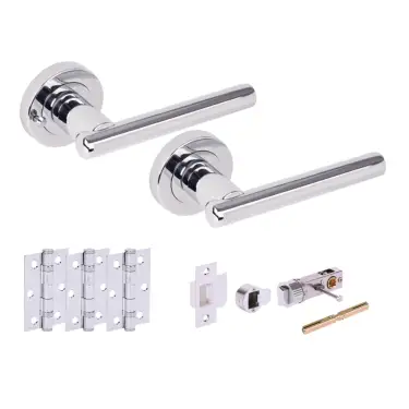 Click Here To Enlarge This Photo Of H2890PCP - Hunta 'Solus' Polished Chrome Privacy Bullet Latch Doorpack with 3" Ball Bearing Hinges &lpar;57mm Backset&rpar;