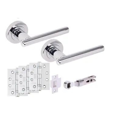 Click Here To Enlarge This Photo Of H2891PCP - Hunta 'Solus' Polished Chrome Passage Bullet Latch Doorpack with 4" Fire Door Ball Bearing Hinges &lpar;57mm Backset&rpar;