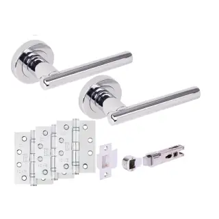 H2891PCP - Hunta 'Solus' Polished Chrome Passage Bullet Latch Doorpack with 4" Fire Door Ball Bearing Hinges &lpar;57mm Backset&rpar;