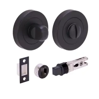 H2954BM - Hunta Matt Black Bathroom Turn & Release Bullet Deadbolt Doorpack &lpar;57mm Backset&rpar;