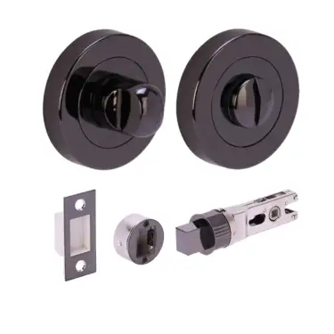 Click Here To Enlarge This Photo Of H2954BNL - Hunta Black Nickel Bathroom Turn & Release Bullet Deadbolt Doorpack &lpar;57mm Backset&rpar;