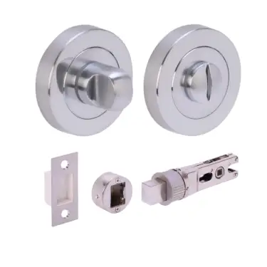 Click Here To Enlarge This Photo Of H2954SCP - Hunta Satin Chrome Bathroom Turn & Release Bullet Deadbolt Doorpack &lpar;57mm Backset&rpar;