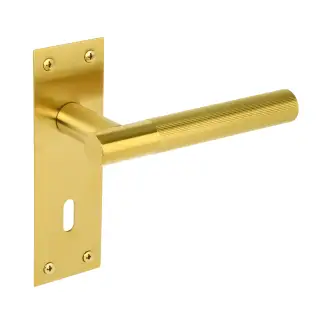 H2251SB - Hunta Levada Linear Lever Lock on Flat Plate Satin Brass