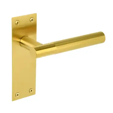 Click Here To Enlarge This Photo Of H2252SB - Hunta Levada Linear Lever Latch on Flat Plate Satin Brass