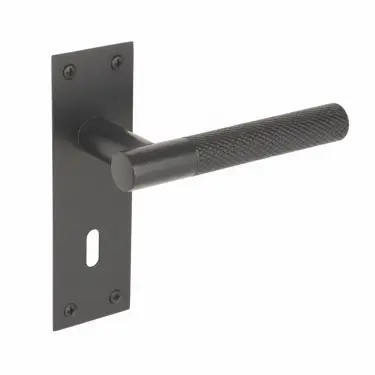 Click Here To Enlarge This Photo Of H2254BM - Hunta Dexra Knurled Lever Lock on Flat Plate Matt Black