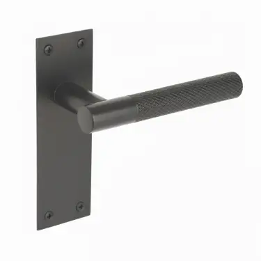 Click Here To Enlarge This Photo Of H2255BM - Hunta Dexra Knurled Lever Latch on Flat Plate Matt Black