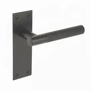 H2255BM - Hunta Dexra Knurled Lever Latch on Flat Plate Matt Black