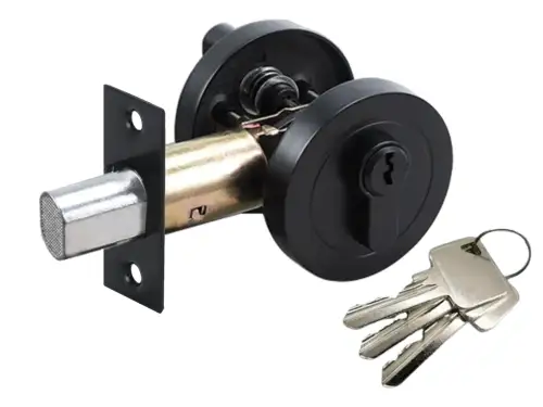 Click Here To Enlarge This Photo Of H1501BM - Hunta Matt Black Euro Profile Locking Deadbolt with Thumbturn Lock Set