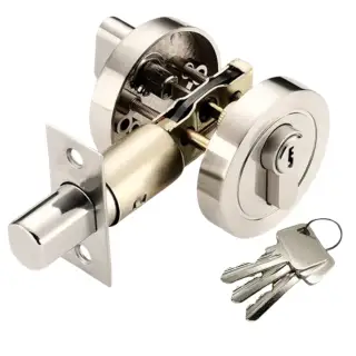 H1501SNP - Hunta Satin Nickel Euro Profile Locking Deadbolt with Thumbturn Lock Set