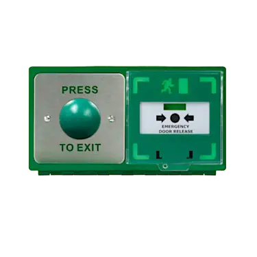 Click Here To Enlarge This Photo Of L33964 - ICS Dual Unit MCP110 Call Point With Green Dome Exit Button &lpar;Horizontal&rpar; DBB-H-04-110-H