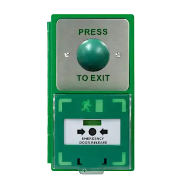Click Here To Enlarge This Photo Of L33963 - ICS Dual Unit MCP110 Call Point With Green Dome Exit Button &lpar;Vertical&rpar; DBB-H-04-110-V
