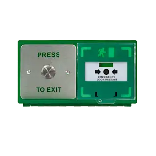 L33962 - ICS Dual Unit MCP110 Call Point With 19mm Stainless Steel Exit Button &lpar;Horizontal&rpar; DBB-H-02-110-H