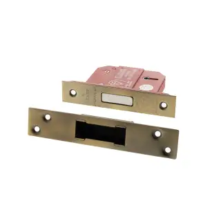 Atlantic - ALKDEAD5LK25MAB British Standard 5 Lever Key Deadlock 2&period;5" - Matt Antique Brass